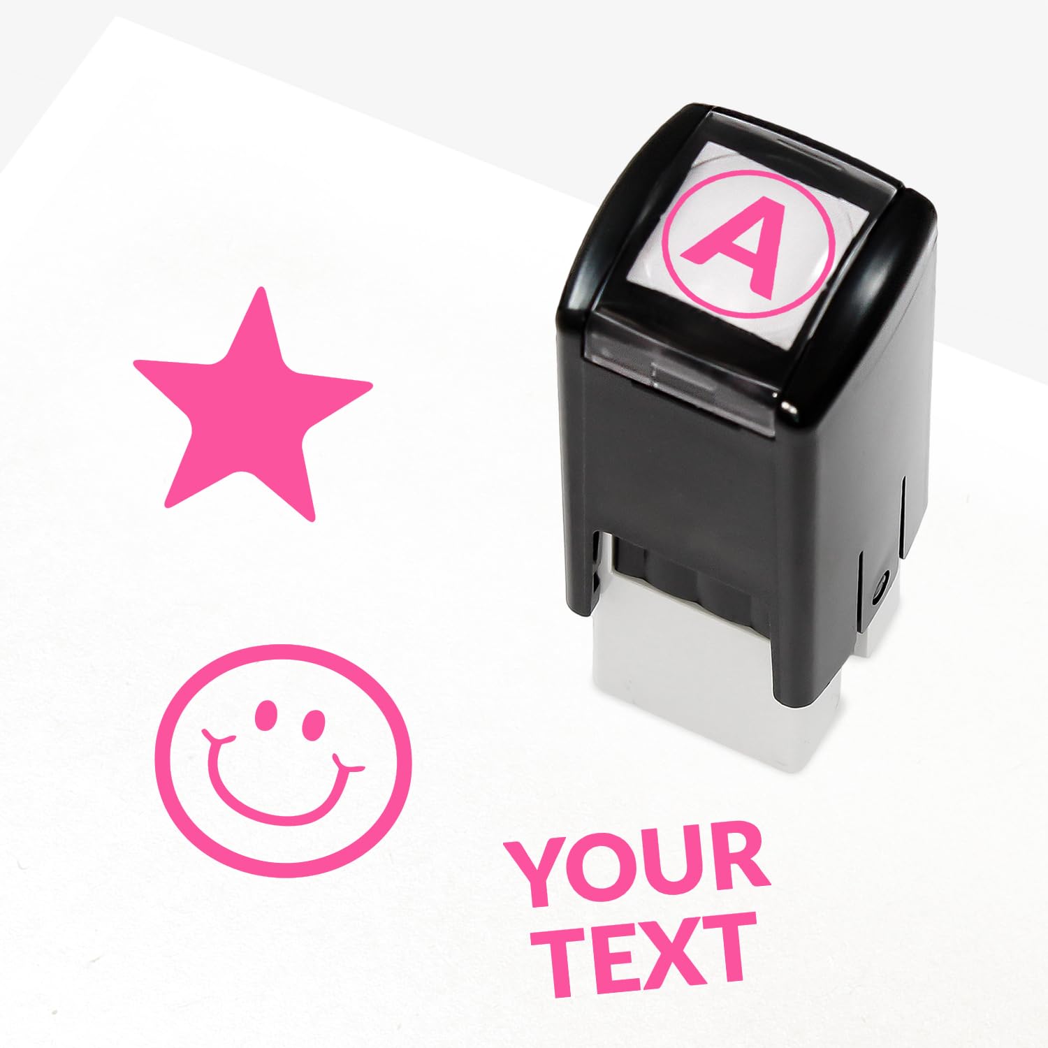1 Personalised Customised Stamper Stamp Loyalty Packaging Impression for School Small Business Club 10MM Primary Teaching Services (Pink)