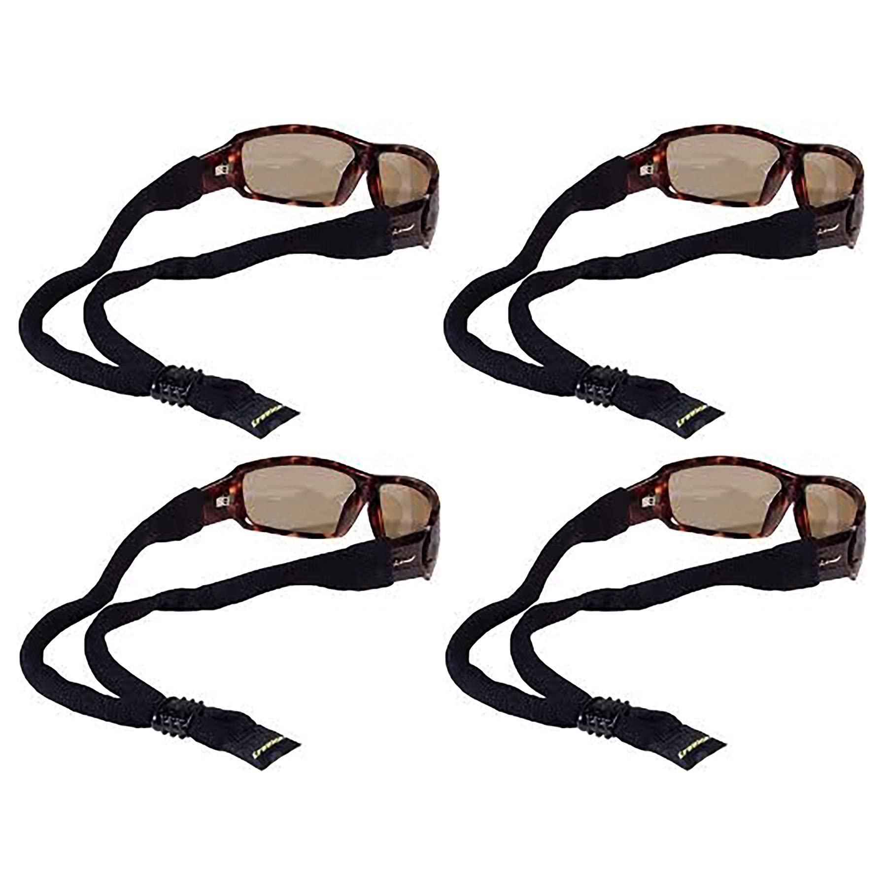 Croakies Suiters Brillenhalter, XL, 3–15 mm, Schwarz, 4 Stück, Schwarz, X-Large
