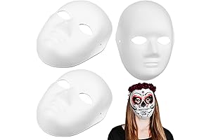 Toyvian White Paper Mache Mask - Pack of 5