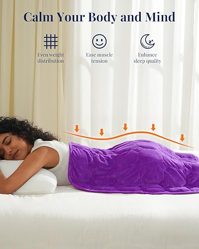 Miniatura 9 de Kivik Manta con peso para viajes, 5 libras, manta de regazo con peso de 29 x 33 pulgadas, cobertura de cuerpo completo y ligera, almohadilla de