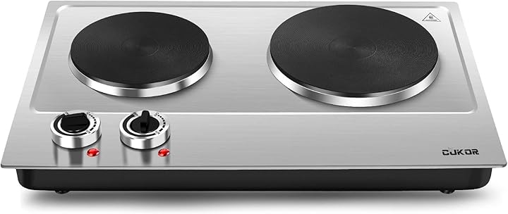 Piastra di cottura elettrica in ghisa cukor 2500 w piano cottura a doppio piano elettrico B08DFBYB1W