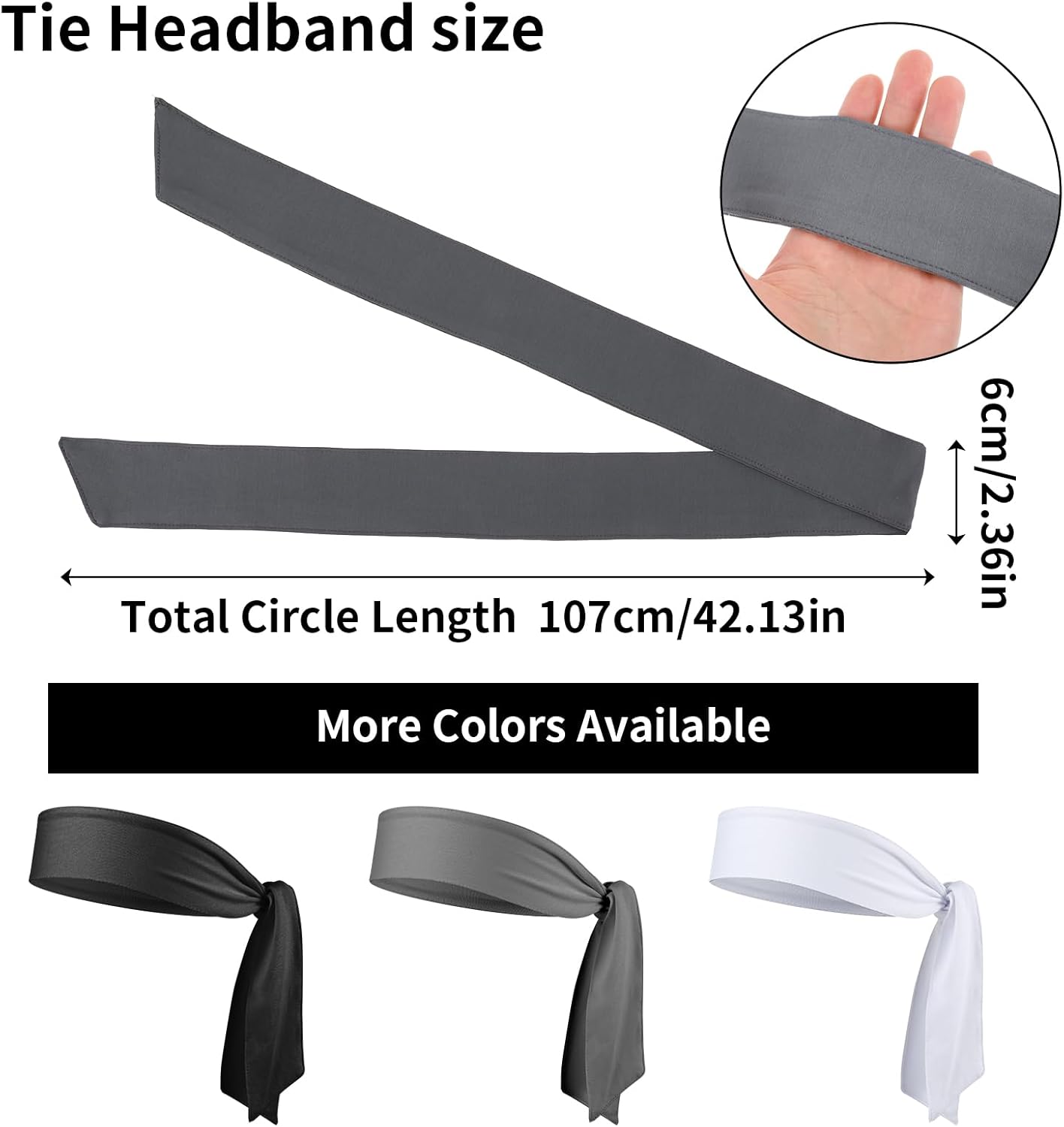 3-Pack Ninja Headbands for Women & Men, Adjustable Sports Sweat Wicking Headbands for Running, Basketball, Tennis - Image 2