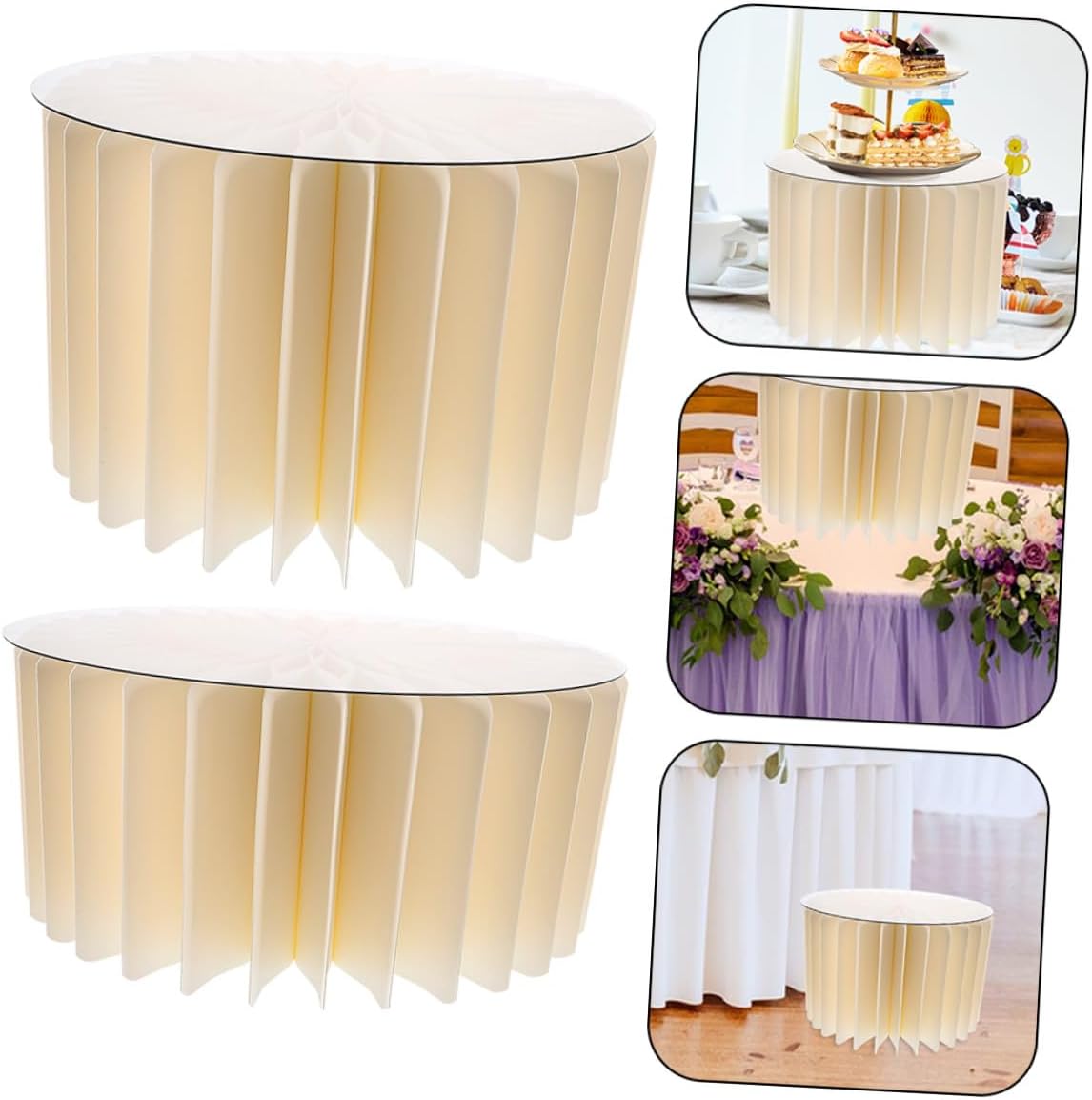 2pcs White Paper Cylinder Cake Pedestal Stands for Party Decor, round Cylinder Pedestal Display Stands Roman Pillar Design, 30cm Diameter X 20cm 40cm Height for Wedding