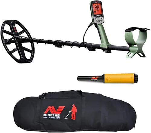 Minelab X-Terra Pro - Detector de metales impermeable con estuche y puntero Pro-Find 15 (dorado) (3 artículos)