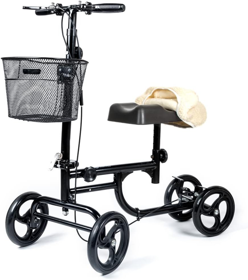 BodyMed Knee Walker for Leg and Foot Injuries, Recovery Knee Walker, Collapsible and Adjustable Knee Walker, Broken Leg Caddy, Better Alternative to Crutches