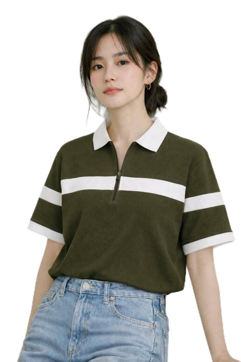 dagcros Women’s Half Zip Polo T-Shirt | Premium Textured Fabric | Smart Casual Summer Wear | Stylish Collar Top for Women-picture-51