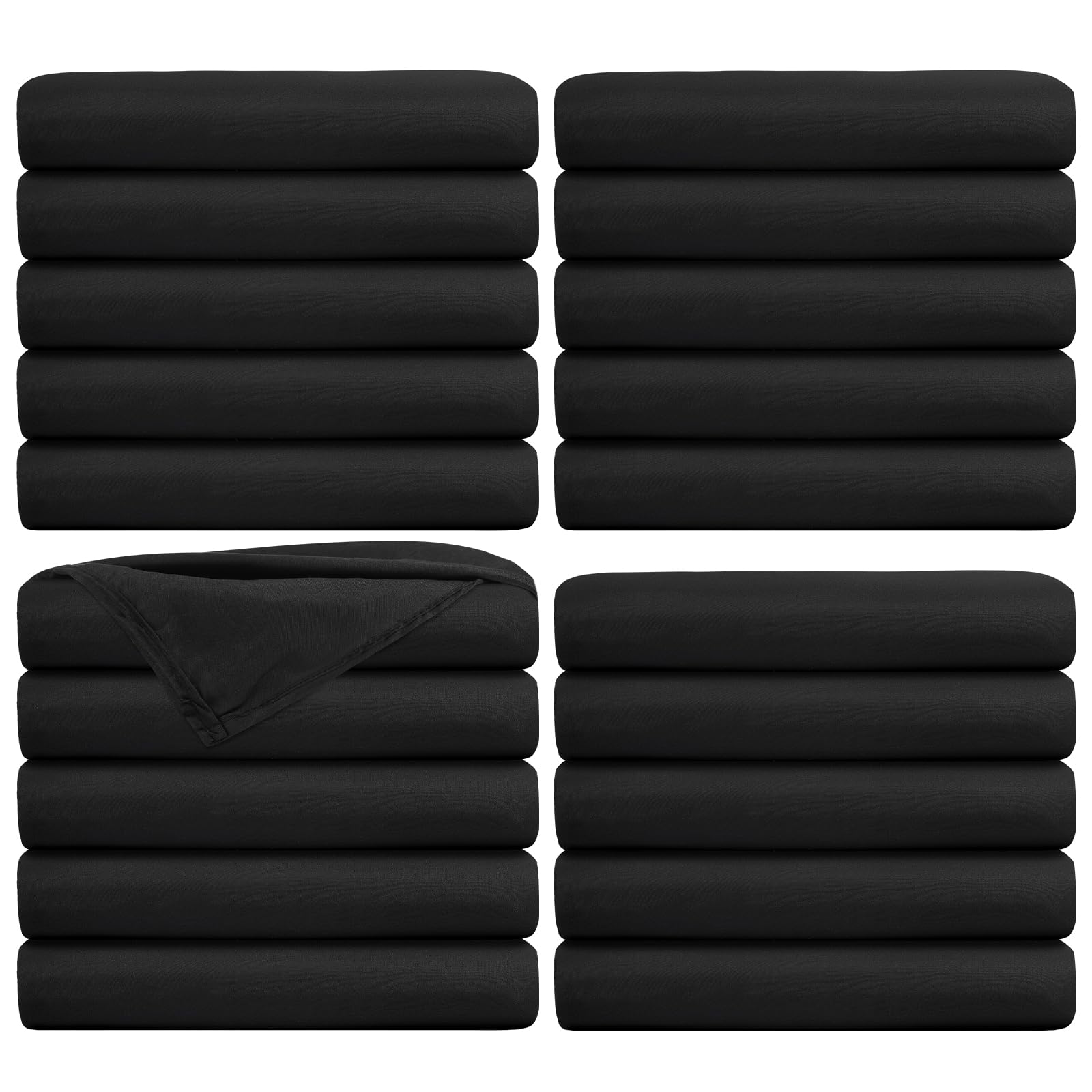 Newwiee 20 Pack Christmas Twin Size Flat Sheets Bulk Only Top Bedding Sheet, Soft Polyester Massage Sheets Bedroom Curtain for Hotel, Hospital, Wrinkle Free, Stain Resistant, 66 x 96 Inch(Black)