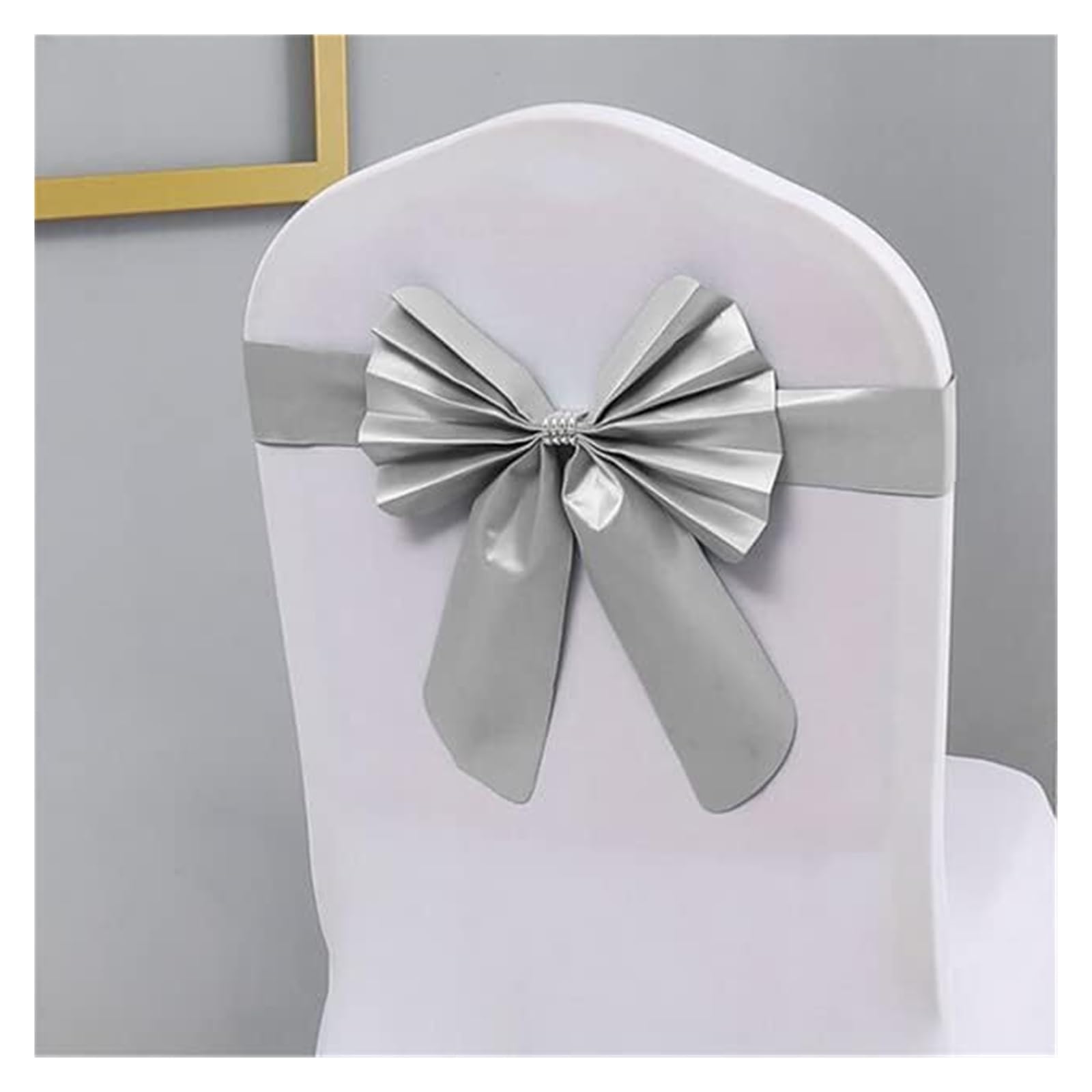 REcsdza chair sashes, Personalized Wedding Chair Sash with Bride & Groom Name Bow Band With Slider Buckle Custom(Gris)