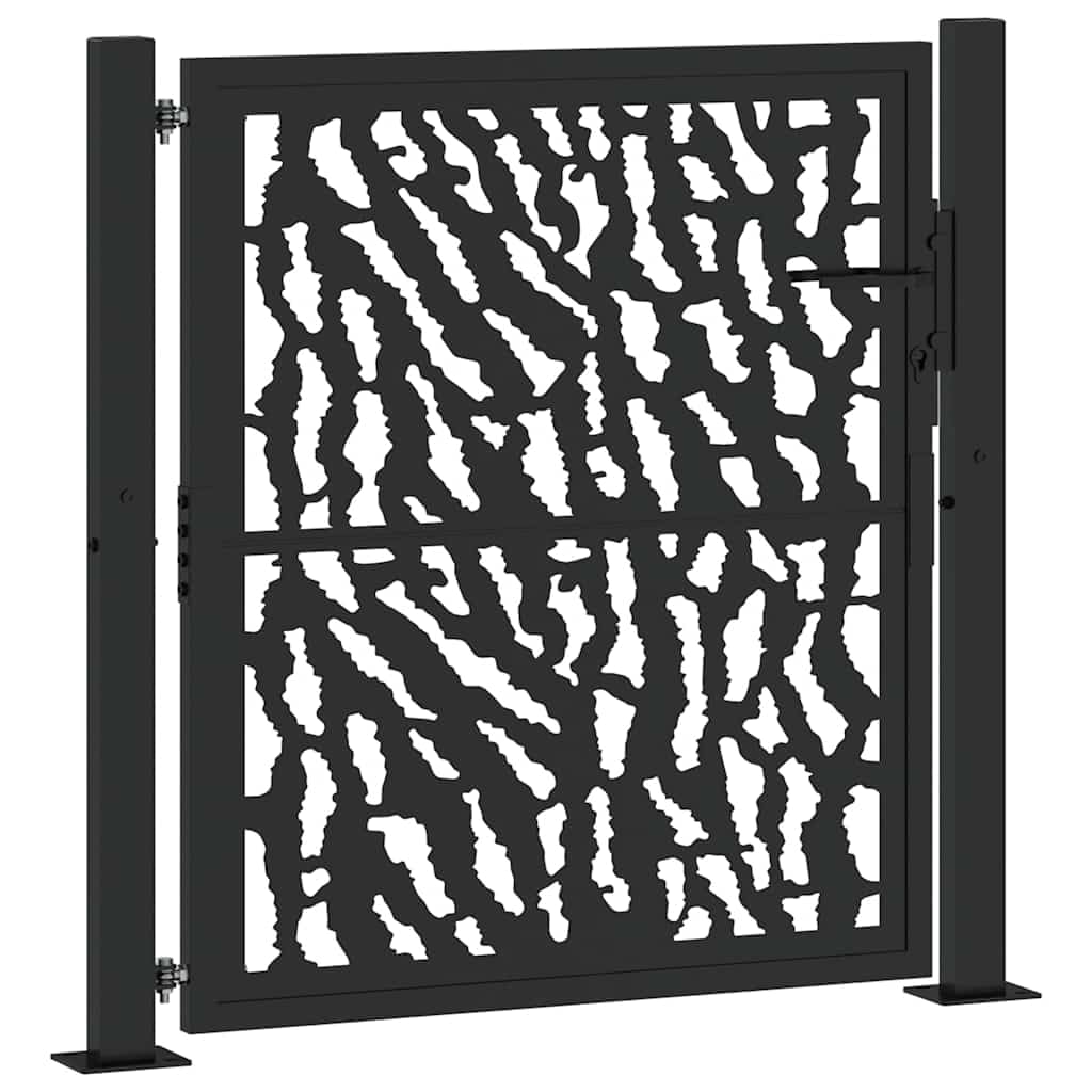 Vidaxl Black Garden Gate 105X105 Cm Steel - Exterior Patio Fence With Elegant Trace Design & Lockable System