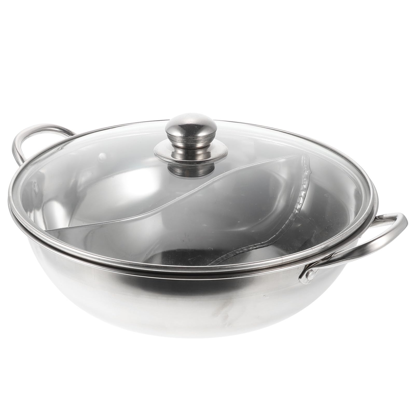 Casserole conduction rapide double compartiment en acier inoxydable pour repas à deux goûts