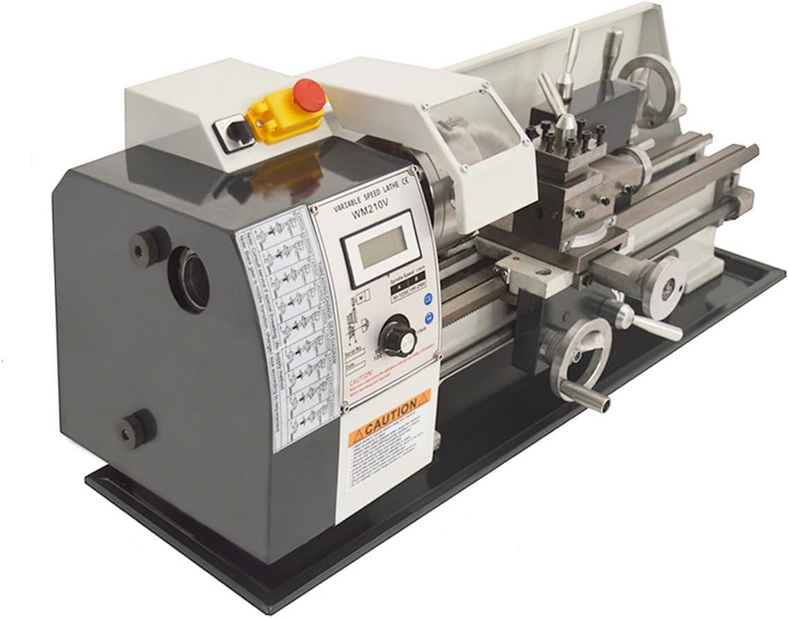Precision 8X16" Metal Bench Lathe Variable Speed Inch Thread Lathe Metal Lathe Bench Lathe Milling Machine Metal Metalworking Lathe Miniature Lathe 110V