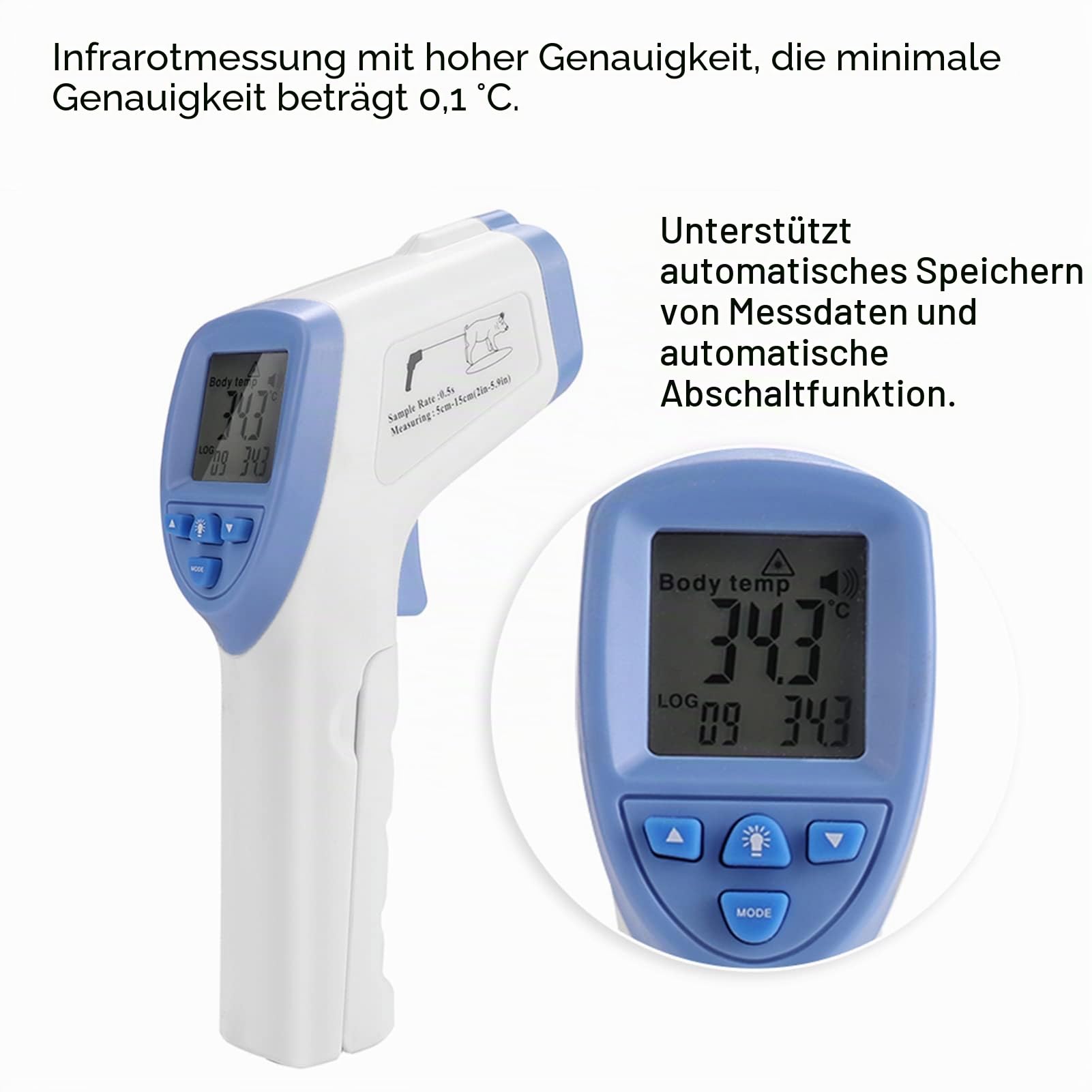 Hundethermometer,Digitales Haustierthermometer Mit Led Anzeige Hohe Genauigkeit VeterinäR Infrarot Thermometer, Viehbedarf, Haustier Thermometer 32 Temperaturdatensätze FüR Hunde FüR Schwein, Schaf