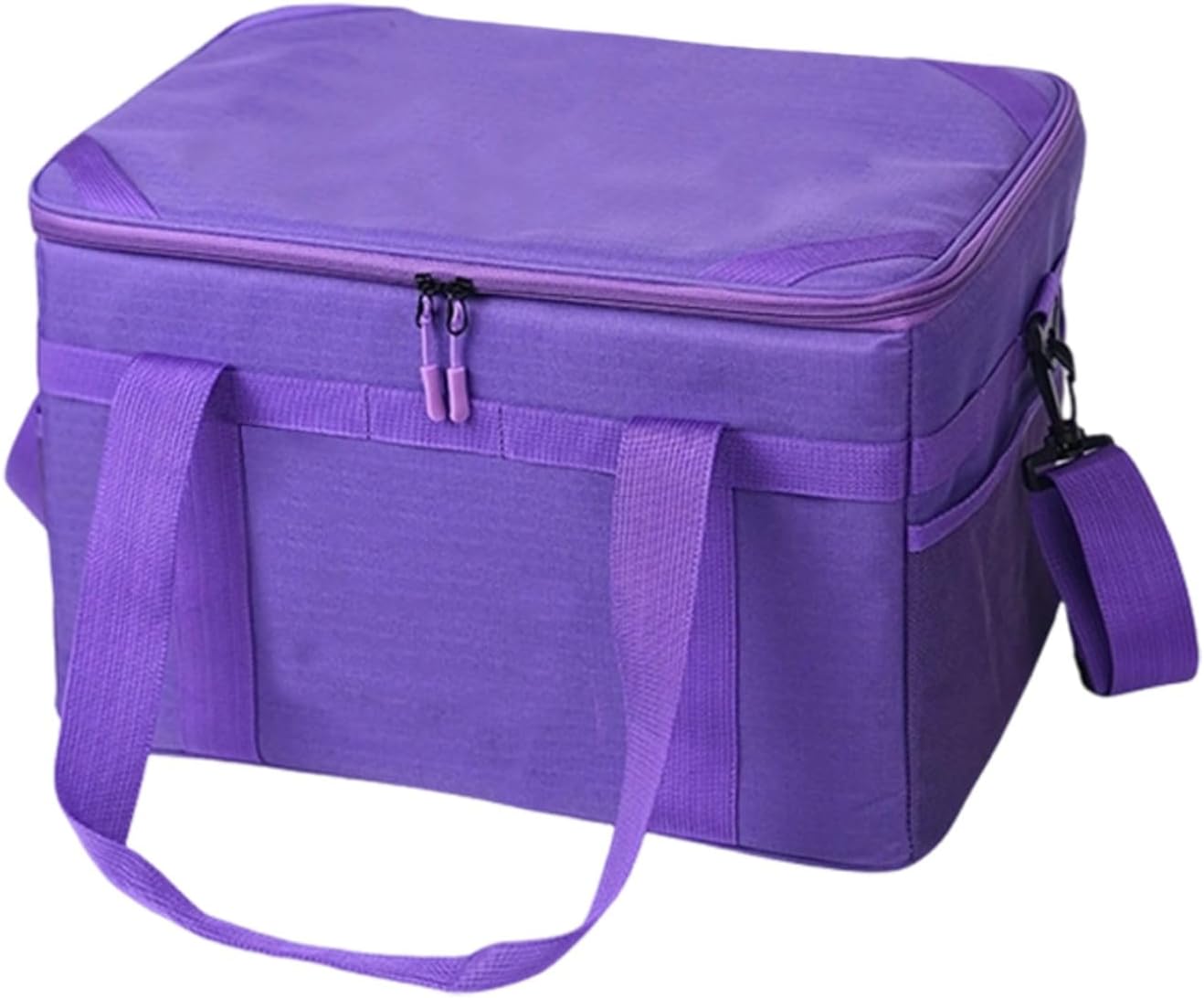 Camping Storage Bag for Camping, Purple Utility Tote Bag Organizer, 600D Plaid Fabric, Waterproof PVC Base, Shoulder Strap and Hand Carry Handles, Multi Scene Use