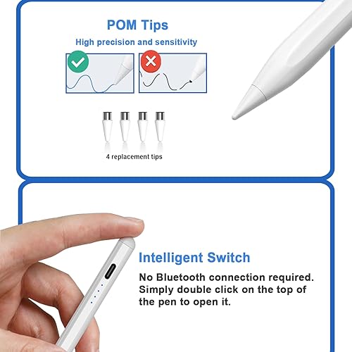 Miniatura 5 de Lápiz óptico para pantallas táctiles, pantalla eléctrica, bolígrafo para tableta, punta POM, bolígrafo táctil digital magnético compatible con