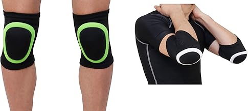 WMX Dancing/Skating/Cycling/Guard Protector Knee & Elbow Pads in Moulded Shape (Kids, NEON & WHITE COMBO)