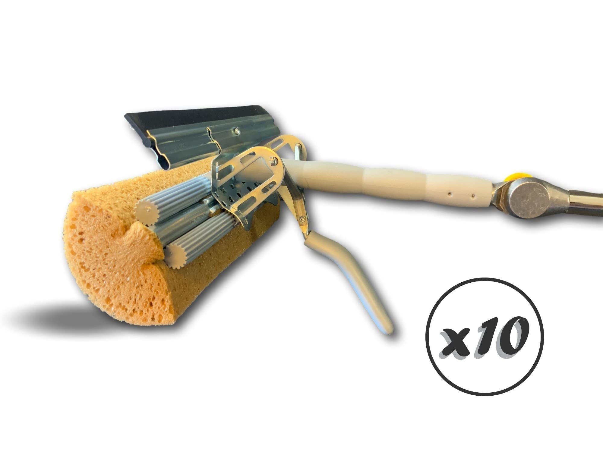 Przegubowa myjka do szyb | Zestaw 10 sztuk | System czyszczenia szyb | Uchwyt teleskopowy od 110 do 170 cm | Myjka do szyb z wykuszami | Kibros 104775x10