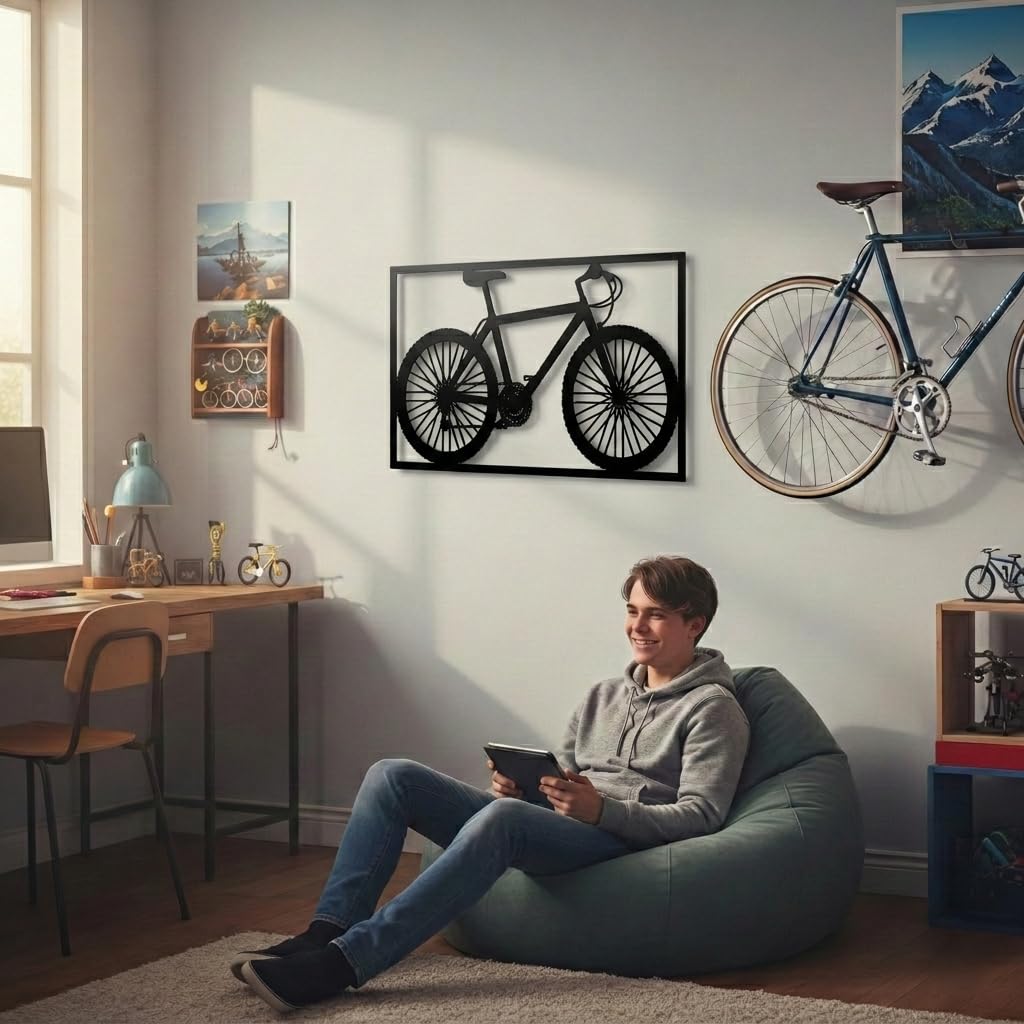 DEKADRON Decorazione da parete in metallo, decorazione da parete in metallo per ciclisti, regalo per amanti della bicicletta, decorazione per la casa, decorazione da parete, cartello in metallo per