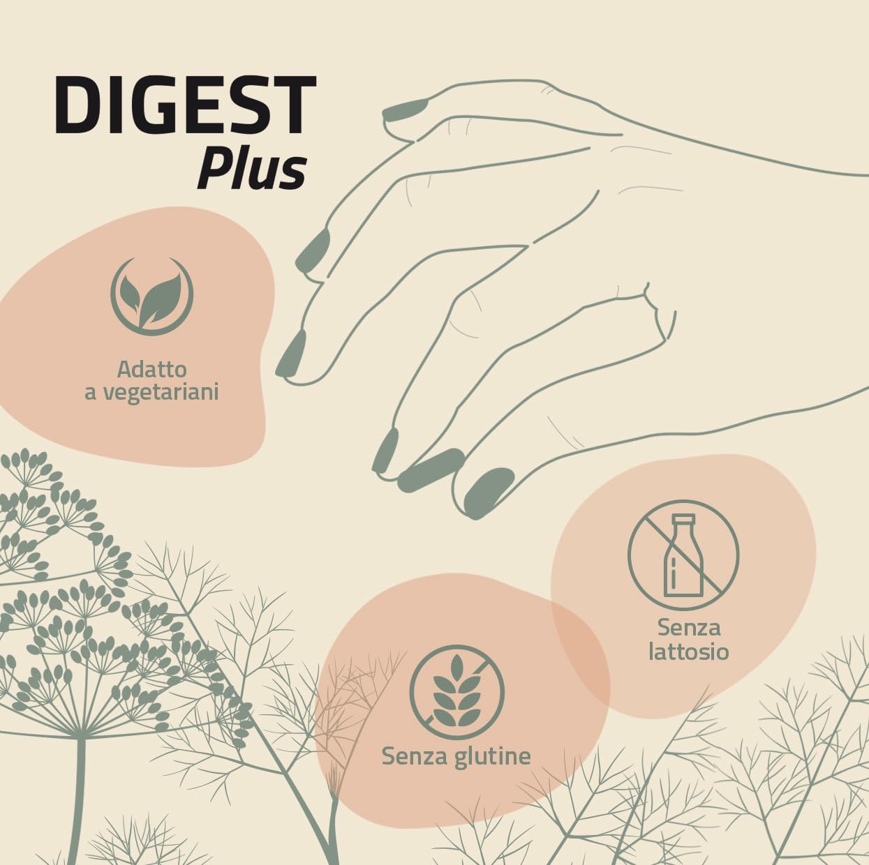 NUTRIVA Digest Plus, Integratore Alimentare con Enzimi, Finocchio con Funzione Digestiva e Zenzero con Funzione Antinausea, 30 Compresse Masticabili (1 Mese), Vegan