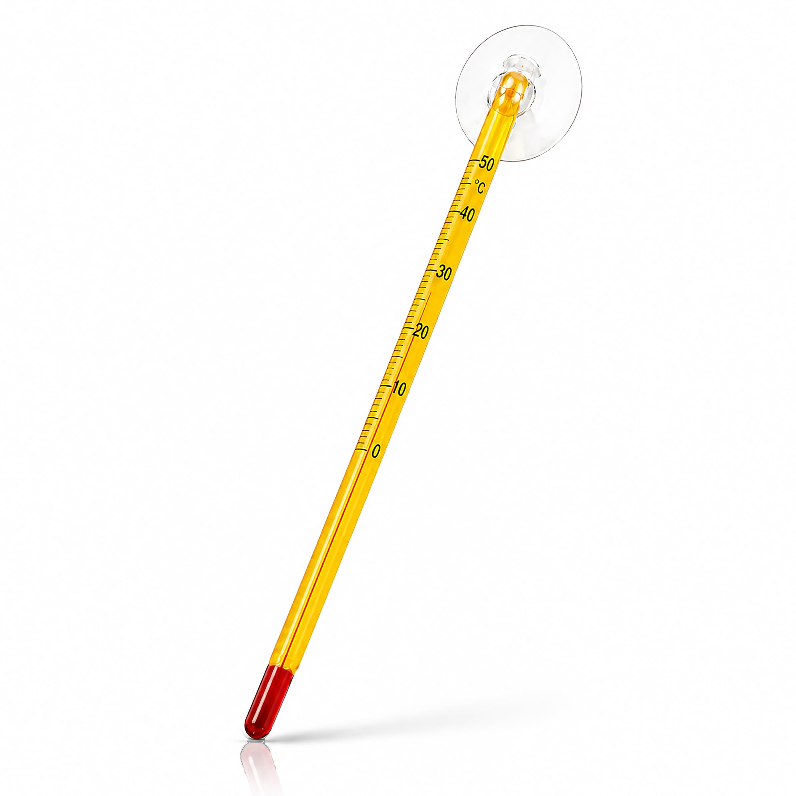 Aquarium Thermometer Analog aus Glas – Innen Thermometer mit Saugnapf – Präzise Wassertemperatur Anzeige 0–50 °C für Aquarium, Garnelen & Fische, Süß- & Meerwasser, Gut Ablesbar, Gelb