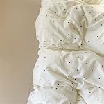 Polka Dot Duvet Cover Queen Size Black Cream Polka Dots Bedding Set Aesthetic Soft Breathable Duvet Cover Set 3 Pieces with 2 Pillowcases Kids Adult Women