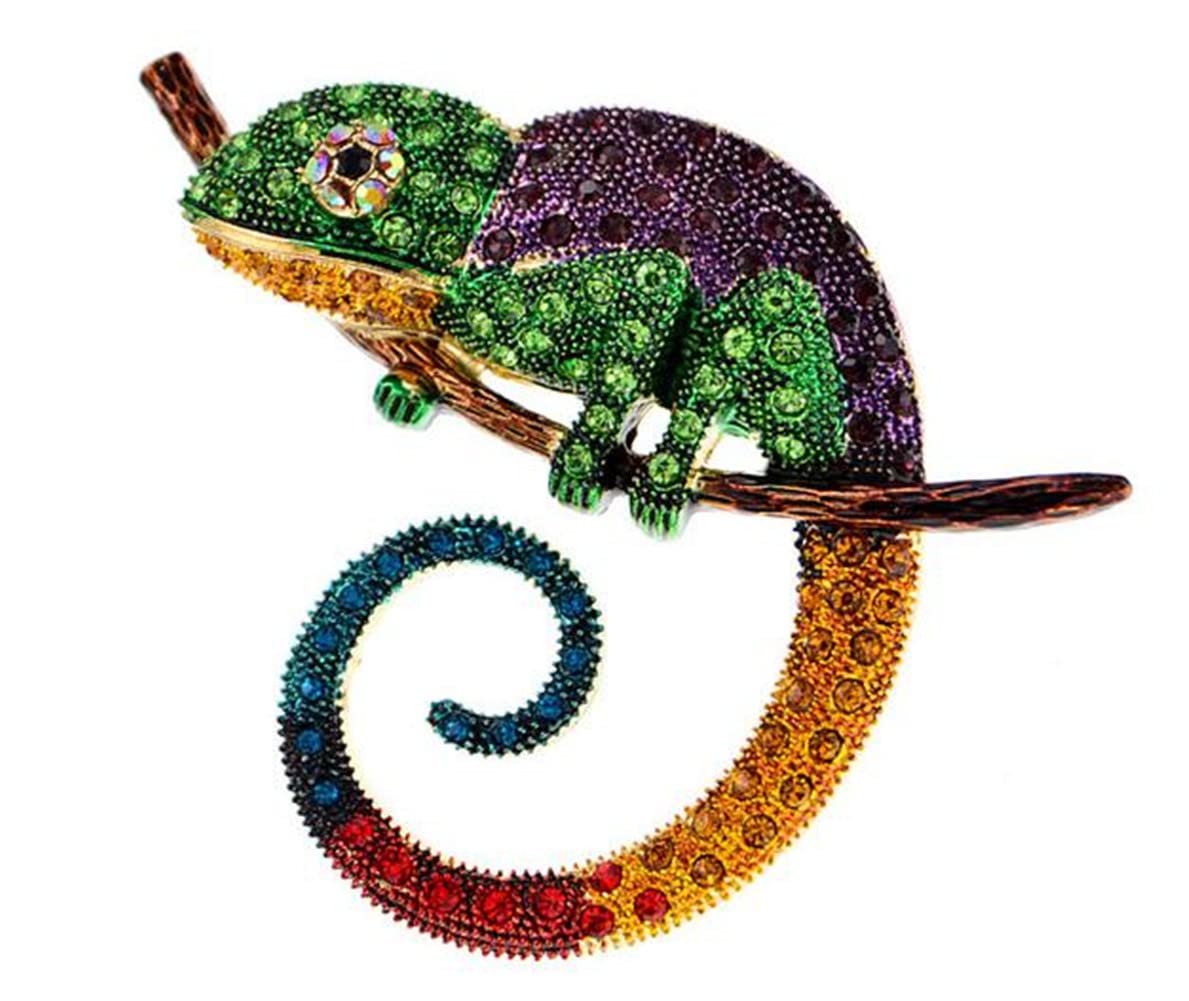 Big Multicolor Lizard Brooch Pins Fashion Animal Brooch Jewelry Gift Chameleon Pins