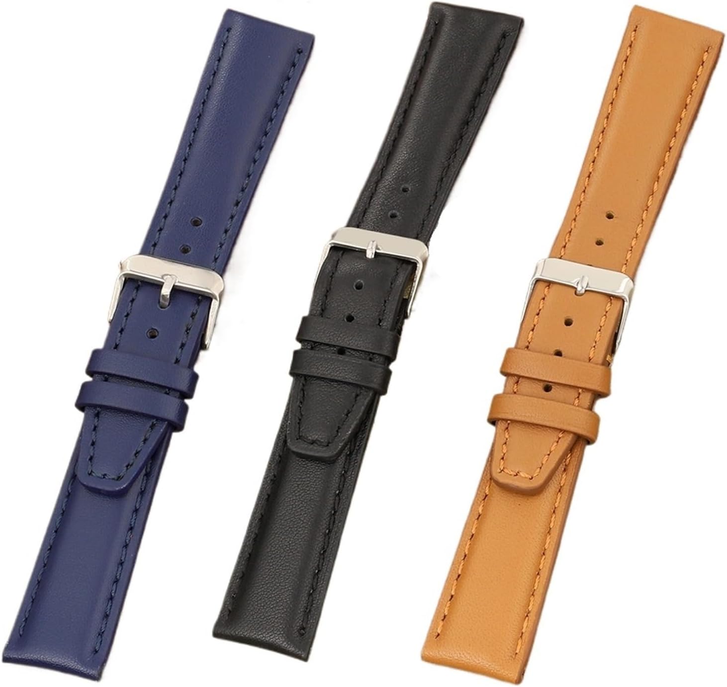 XILILHC Vintage Soft Genuine Leather Watchband Black Blue Brown 20mm Watch Strap Wristband Replacement Accessories Bracelets For Men