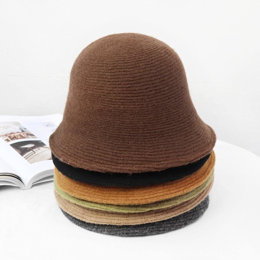 Cappello ， Cappello a Secchiello Panama Cappello a Secchiello da Donna Invernale Caldo Cappello da Ragazza in Feltro di Lana Cappello Hip-Hop in Pelliccia Autunno e Inverno (Color : BCoffee)
