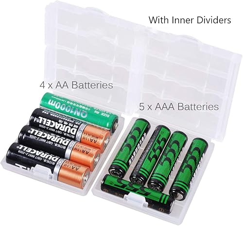 Miniatura 6 de HOMEFUNTIME Estuche para batería AAAAA, contenedor compacto y portátil, organizador de plástico aislante, estuche protector de batería transparente