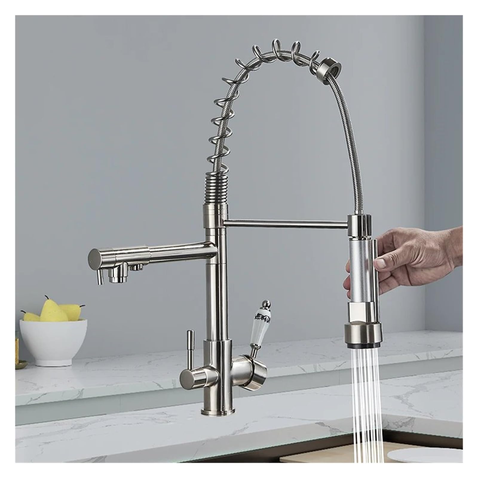 Mélangeur d'évier avec robinet de cuisine avec filtre à eau et douchette