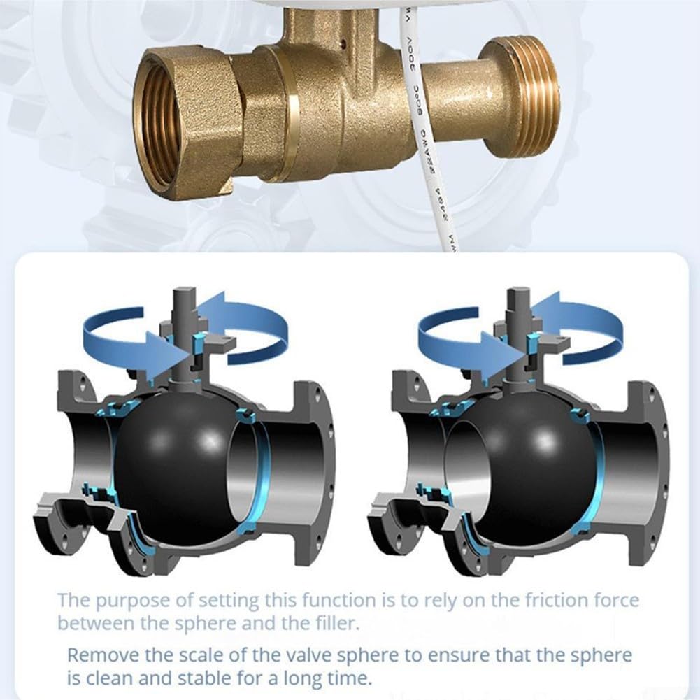 DAZZLEEX Válvula WiFi inteligente para apagado de agua y gas, temporizador y función de alarma, controles de aplicación, válvula de bola eléctrica inalámbrica (DN15)