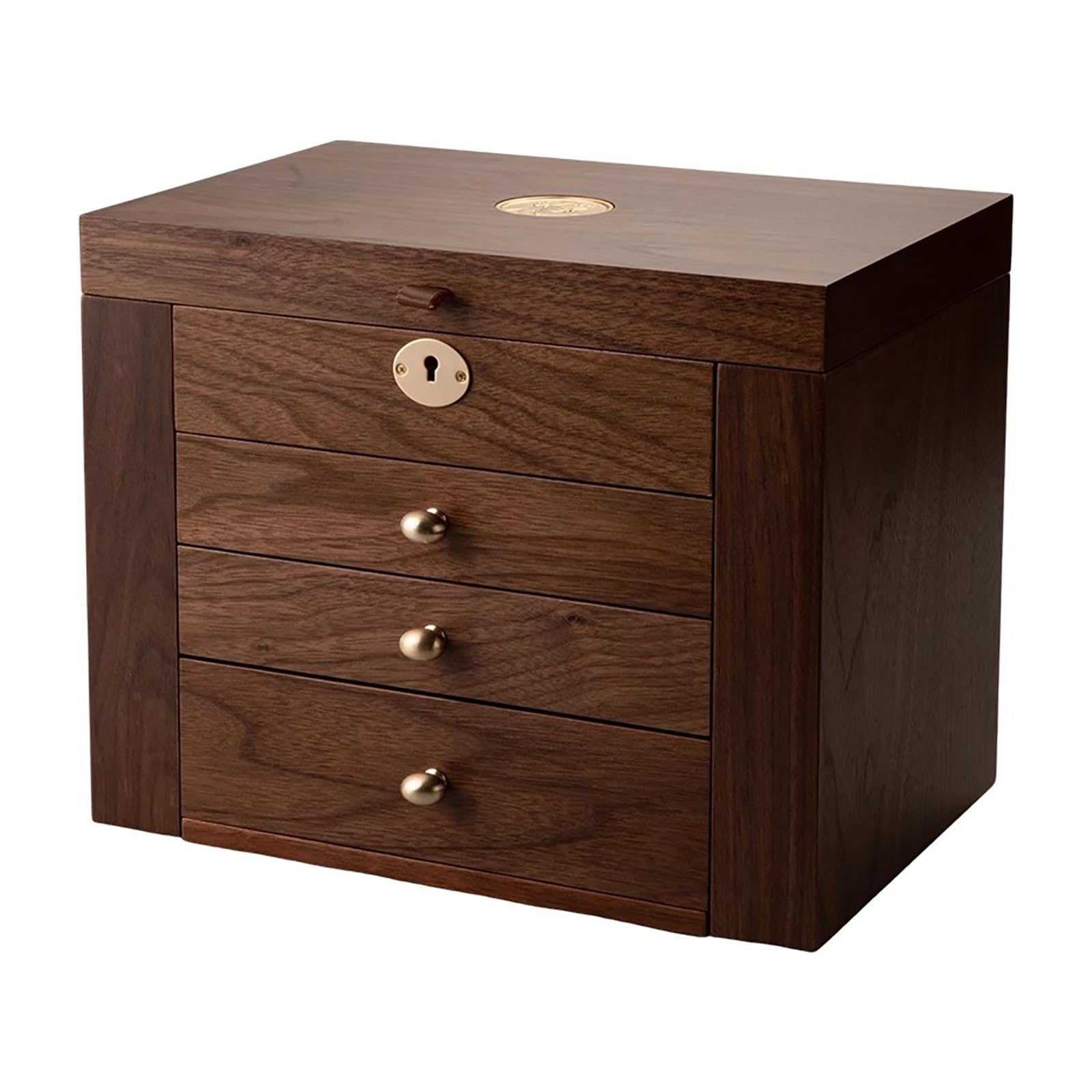 WZFPXIGWE Walnut Wooden Jewelry Box, 5-Layer Jewelry Organizer with 2 Side Doors Mirror Lockable, Jewelry Mirror for Watch Necklace Ring Earring