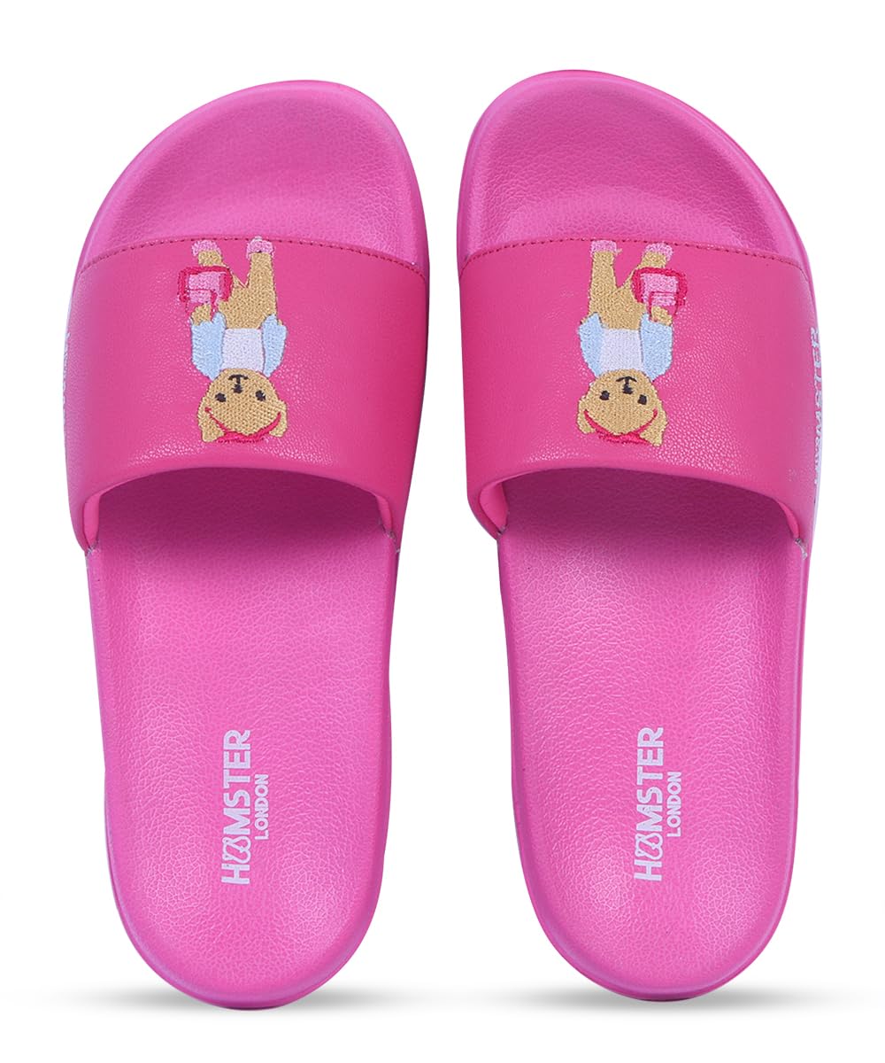 London Coastline Hot Pink Slides for Women, Lightweight Comfort Sandals-image-28