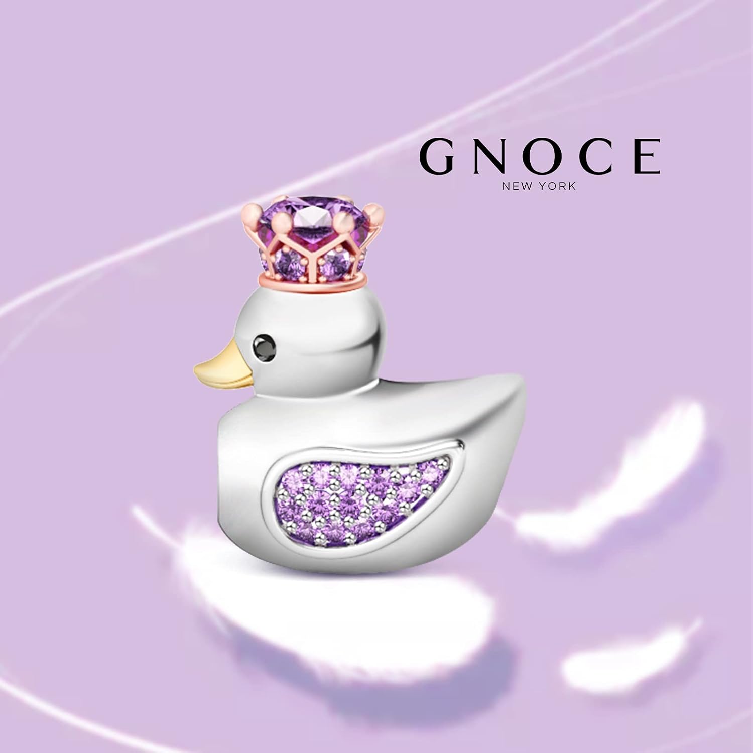 GNOCE 925 Sterling Silver Duck Charms for Bracelet Animal Pendant Jewelry Duck Queen Charm For Women Gift - Image 3