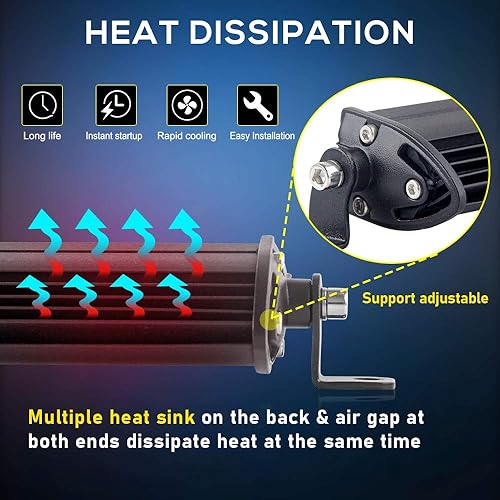 Miniatura 6 de DVISUV - Barra delgada de luz LED de 7 pulgadas, luz de conducción en una sola fila de 18 W con reflectores 6D para luz de trabajo en sendero,