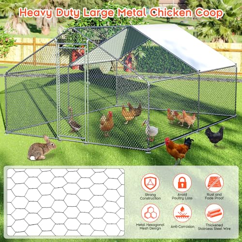 image for TCFUNDY Large Chicken Coop, Chicken Run Metal with Waterproof Cover an