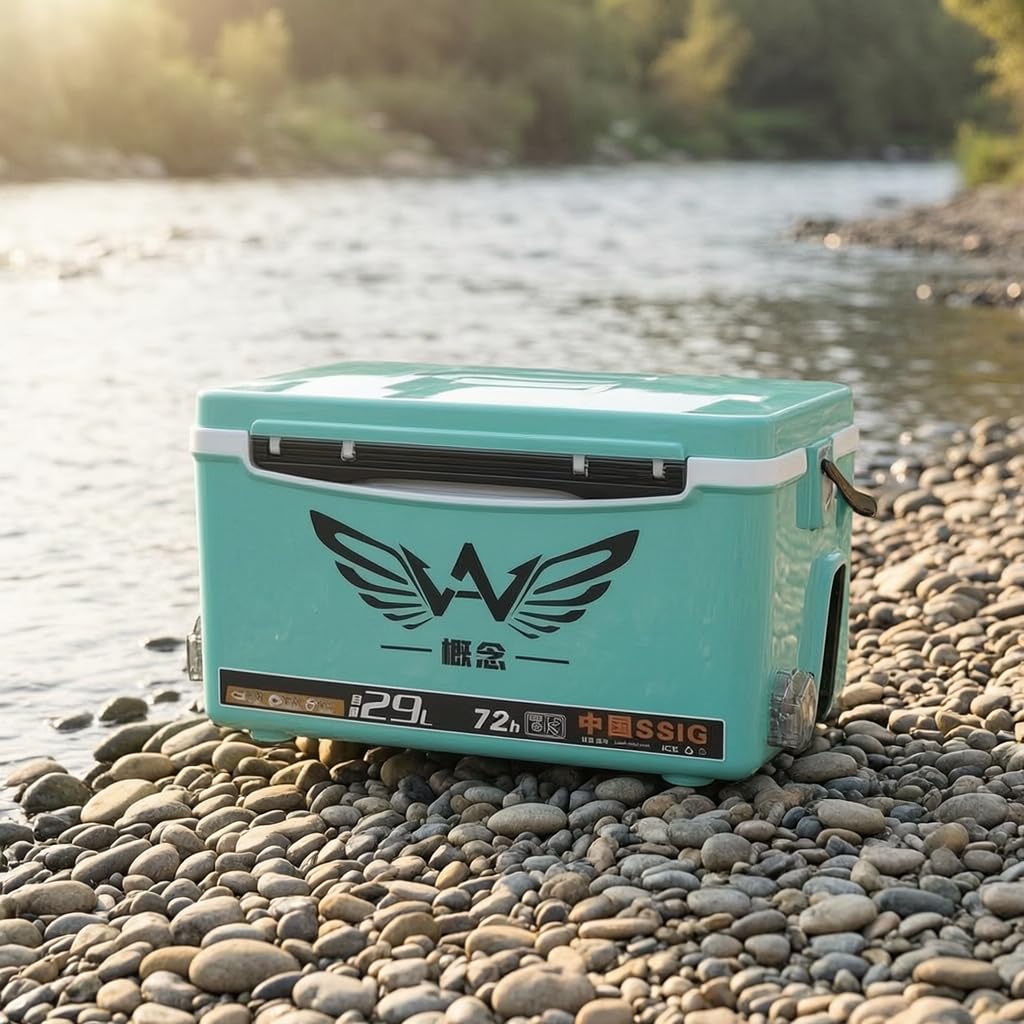 Attrezzatura da Pesca Isolata Sedia Frigo Portatile Contenitore Portaesche Cassetta Attrezzi con Isotermico E Struttura Robusta per Trasporto Adatta Fiumi Gite