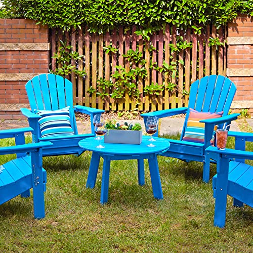 Elm Plus 36''D Outdoor Round Adirondack Patio Coffee Table, 36" D, Pacific Blue #TOP6