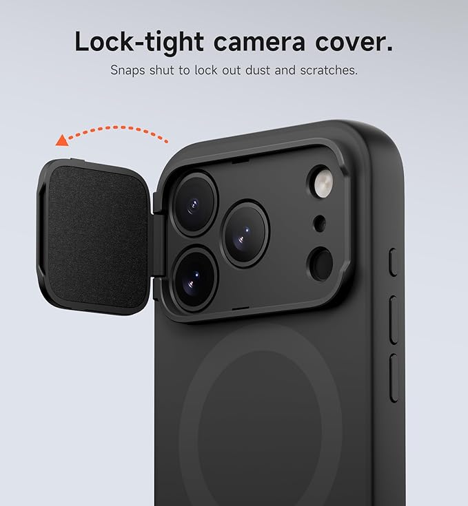SURITCH for iPhone 17 Pro Case with Camera Control Cover, Camera Cover and Adjustable Kickstand, Compatible with MagSafe, Shockproof Bumper Protective Cases 6.3 Inch, Black