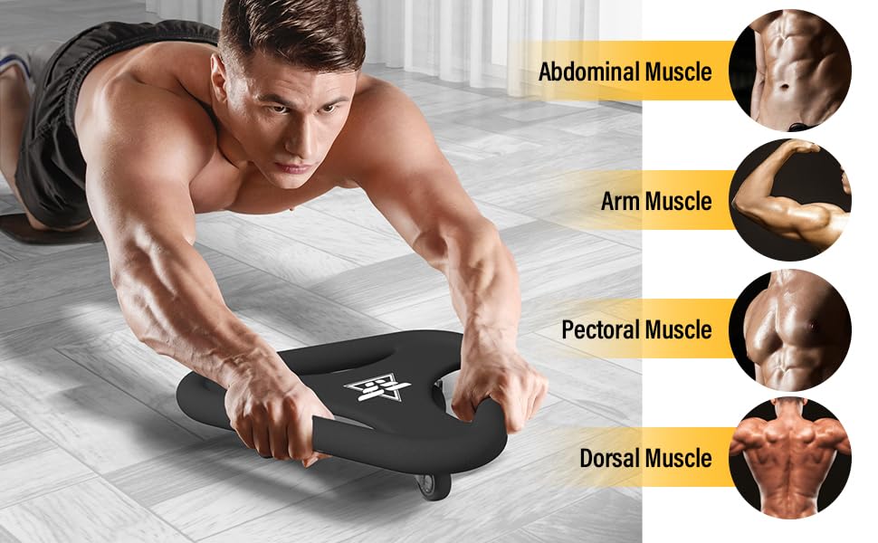 SYGNIUS Abdominal & Core Coaster Strength Workout Trainer, Ab Wheel Roller Exercise Machine with Knee Mat for Home Gym Workout Fitness 3