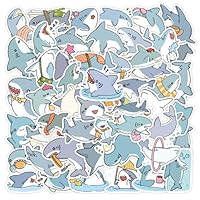 50 Pcs Cute Cartoon Shark Stickers, Waterproof Durable Sticker for Kids Gifts – Mixed Sizes, Kawaii Animal Stickers for Laptops, Suitcases & Water Bottles