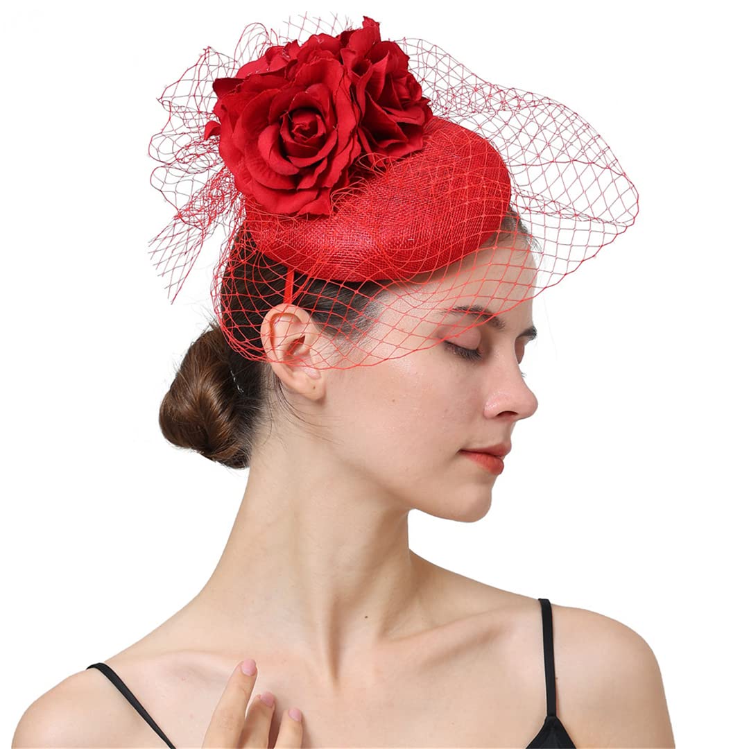 Fascinator Da Donna Ulalaza Con Piume E Rete - Fermaglio Per Capelli Per Matrimonio, Derby, Chiesa