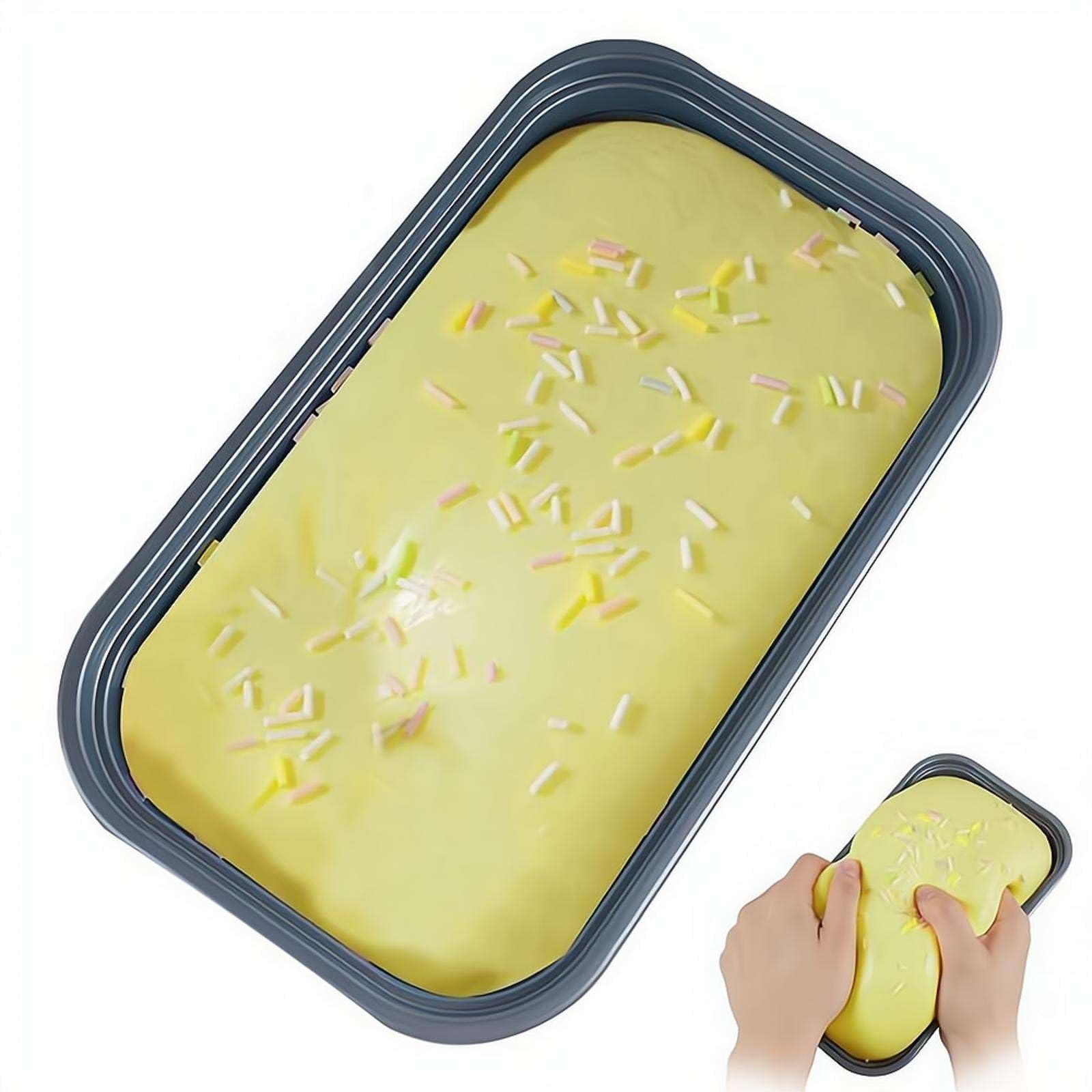Realistic Faux Box Cake Stress Relief Squishies,Sticky Tactile Dough Fidget Toy,Pressure Relief Tool Sticky Tactile Dough,Slow Rising Sensory Squeeze for Adults,Office Desk Decor & AnxietyRelief