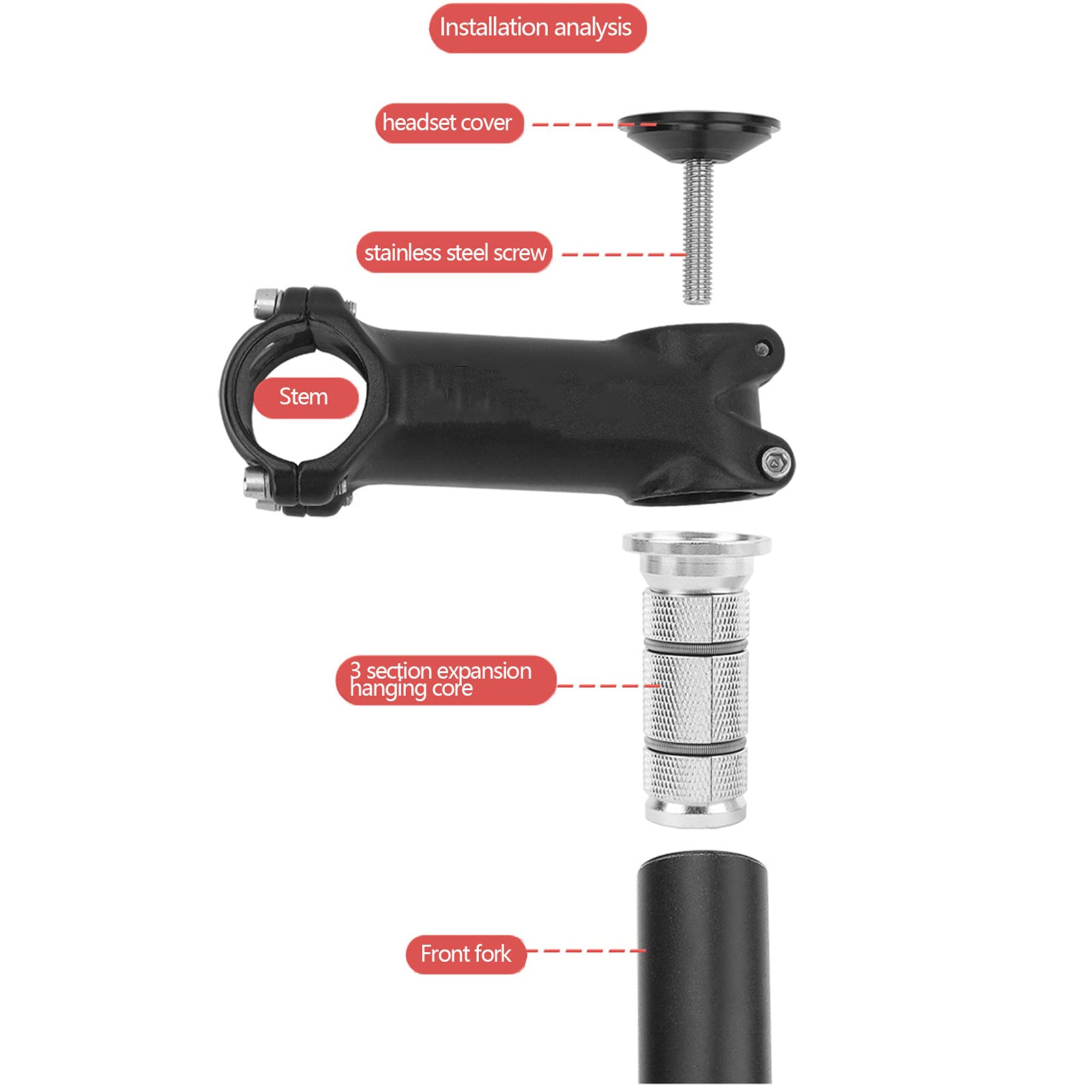 Forcella in Carbonio per Bicicletta Cuffie per Bici Expander Coperchio Superiore Zigrinatura CNC Riutilizzabile Texture Trasparente per MTB