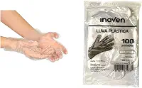 Luva Plástica Descartável Transparente - Kit com 1000 Unidades (10 Pacotes)