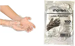 Luva Plástica Descartável Transparente - Kit com 1000 Unidades (10 Pacotes)