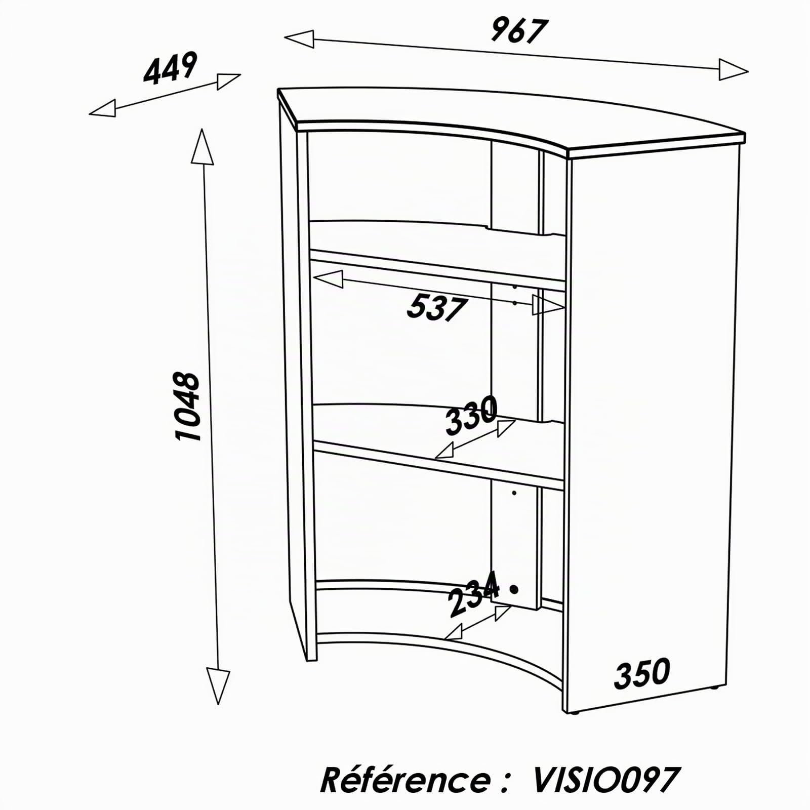 SIMMOB Meuble Comptoir Meuble Bar 96 cm Face Noire 3 Niches 96,7 x 104,8 x 44,9 cm - Chêne Naturel