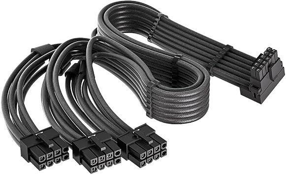 12VHPWR 90 Degree Right Angle Adapter for Corsair 12VHPWR 16AWG 600W PCIE 5.0 12+4 16 Pin for RTX 4090 4080 3090TI 4070Ti GPU, 3X 8 Pin ONLY for Corsair Modular Power Supply Type A