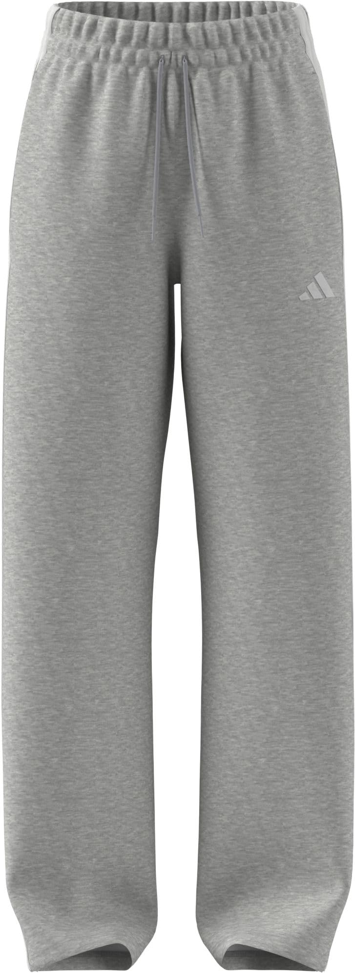 adidas Women's Essentials 3-Stripes Open Hem Fleece Pants, Light Grey Heather/White, XL Tall