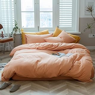 AMWAN Peach Pink Color Queen Orange 100% Knitted Cotton Comforter Cover ...
