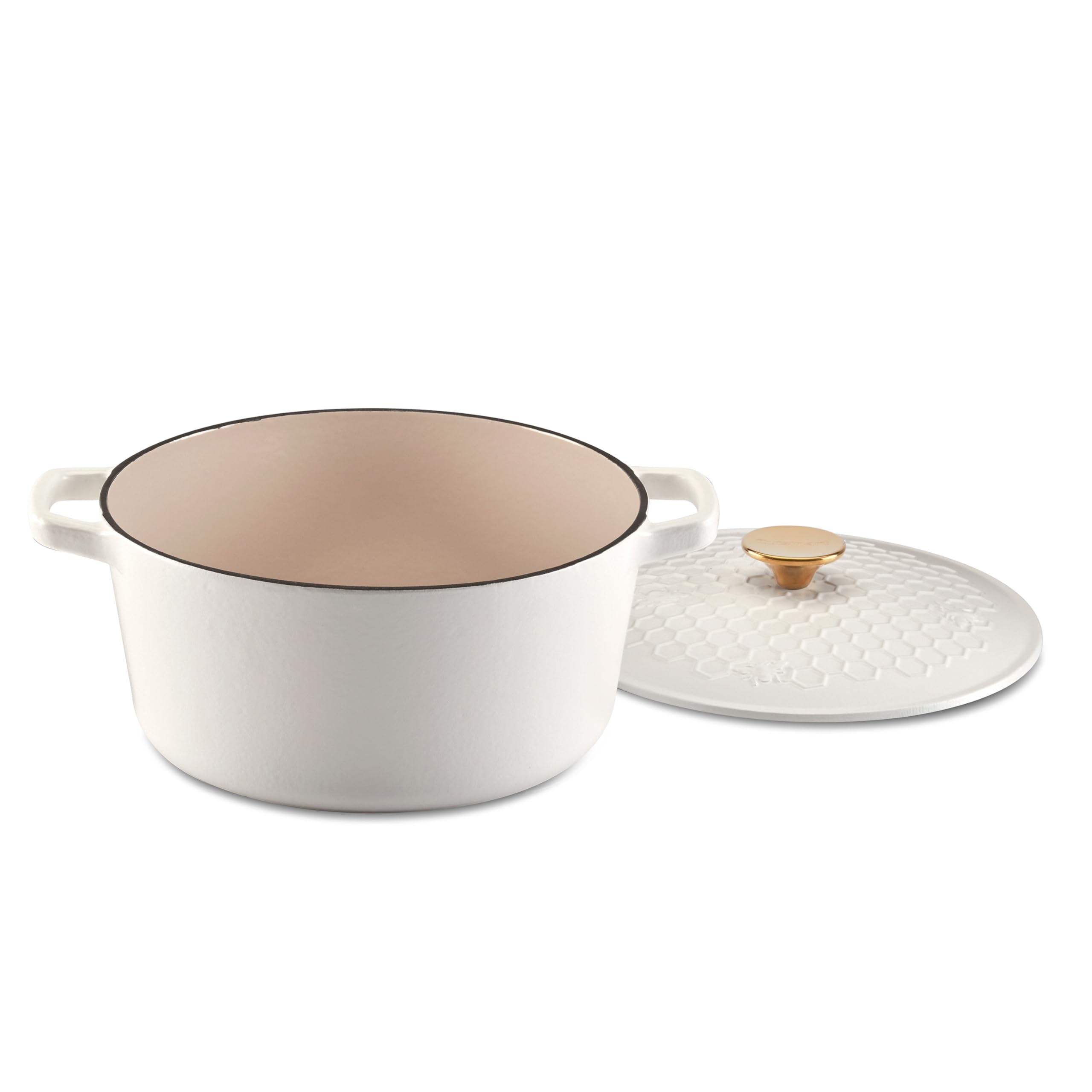 Cuisinart 5-Qt Enameled Cast Iron Dutch Oven in White with Honeycomb Lid